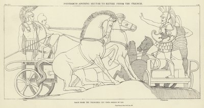 ポリダムスはヘクターにトレンチから引退するよう忠告する 作： John Flaxman