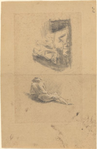 リクライニングマン; 二人の女性 作： John Flaxman