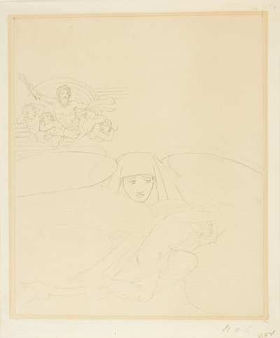 ゼウスの怒りから逃れる眠り 作： John Flaxman