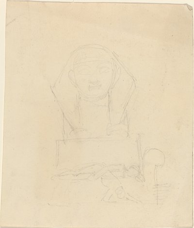 フォア グラウンドでリクライニングの人物とスフィンクス 作： John Flaxman