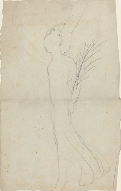 手のひらで女性を大股で歩く 作： John Flaxman