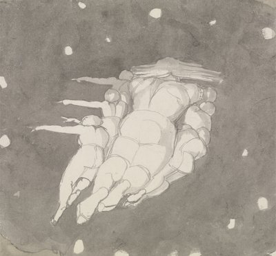 天国の創造、c.1790（紙に洗ったペンとインク） 作： John Flaxman