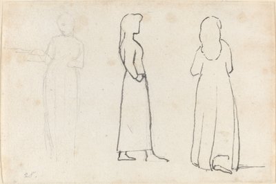 立っている女性の 3 つのスケッチ 作： John Flaxman