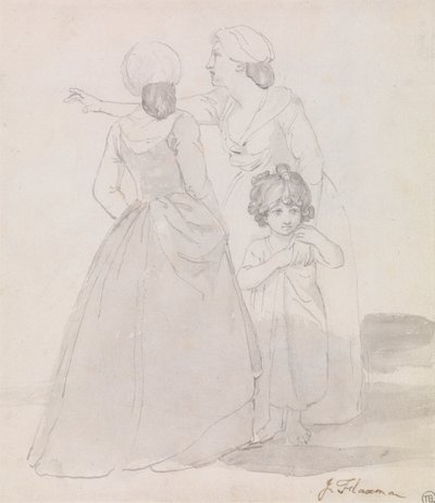2 人の女性と 1 人の子供 作： John Flaxman
