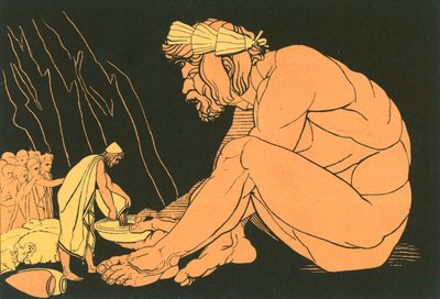 ポリフェムスにワインを与えるユリシーズ 作： John Flaxman