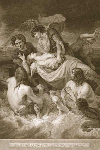 ヘンリー1世の息子であるウィリアム王子の死。 1812年、ロンドン、R。ボウヤー 作： John Francis Rigaud