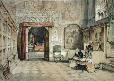チャールズ・ジョセフ・ハルマンデル（1789-1850）が彫刻し、1836年に出版された「Sketches of Spain」より、トレドのカピトゥラル礼拝堂。 作： John Frederick (after) Lewis