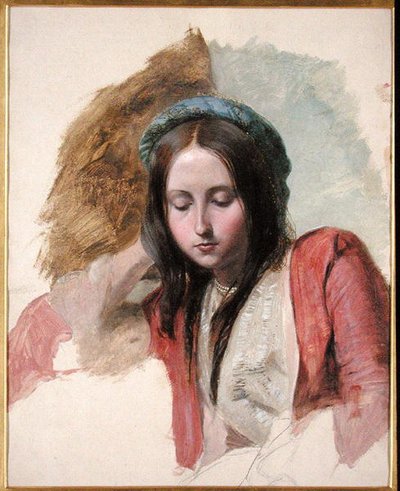 女性の習作（油彩・鉛筆・紙） 作： John Frederick (attr.to) Lewis