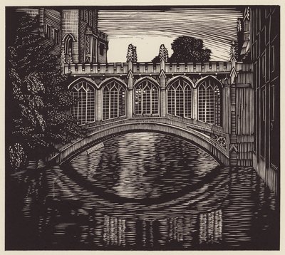 ケンブリッジ：「ため息の橋」（木版画） 作： ジョン・フレデリック・グリーンウッド