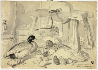 アヒル、アヒルの子、砥石 作： John Frederick Herring I