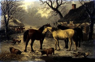 冬の農園の風景 作： John Frederick Herring Jnr