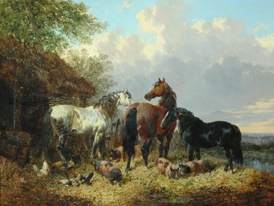 豚と3頭の馬 作： John Frederick Herring Junior