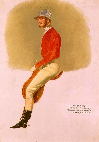 Steeple Chase Cracks」のためのP.P.Rolt Esq.のポートレート・スケッチ 作： John Frederick Herring Senior