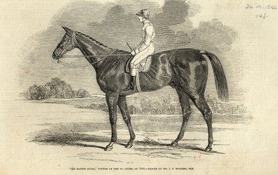 「The Illustrated London News」（1846年9月26日）より、St。Legerの勝者である「Tatton Sykes卿」 作： John Frederick Herring Senior