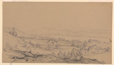 素描、ニューヨーク州ジョージ湖、北東方向、1850-65年 作： ジョン・フレデリック・ケンセット