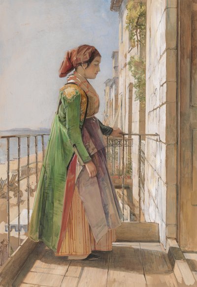 バルコニーに立つギリシャの少女 作： John Frederick Lewis