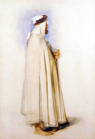 アラブ人」（紙に鉛筆の上に水彩）。 作： John Frederick Lewis
