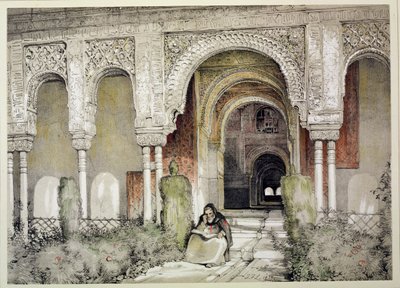 「アルハンブラのスケッチと絵」、1835年からの2人の姉妹のホール（Sala de las dos Hermanas）への入り口 作： John Frederick Lewis