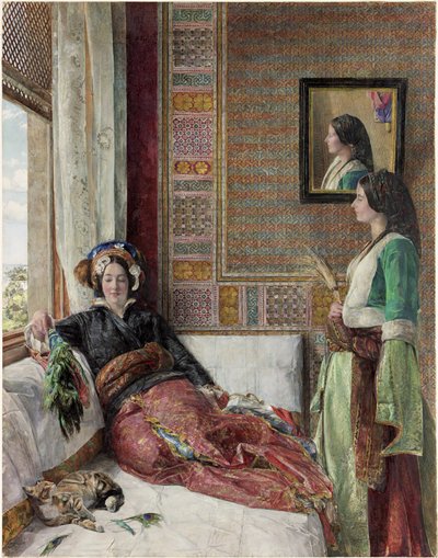 ハーリームライフ-コンスタンチノープル（紙にアラビアゴムを塗ったWC、BCおよび鉛筆） 作： John Frederick Lewis