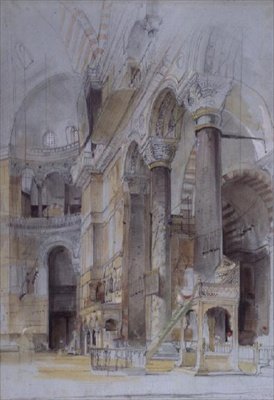 コンスタンティノープル、アヤソフィアの内部 作： John Frederick Lewis