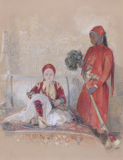 イスカンダル・ベイとその召使（1848年頃 作： John Frederick Lewis