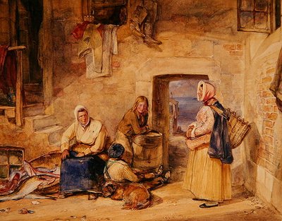 ニューヘイヴンの漁師たち、エディンバラ、1831-32年頃（水彩、紙） 作： John Frederick Lewis