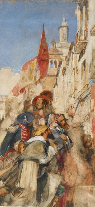ドン・カルロス宣言の習作、1834～1838年 作： John Frederick Lewis