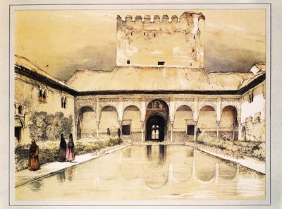 グラナダのアルハンブラ宮殿、John Frederick Lewisによるカラーリトグラフ 作： John Frederick Lewis