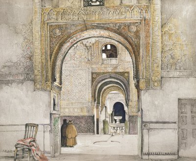 ウィラムゴーチ（fl.1825-54）、1835年に刻まれた「アルハンブラのスケッチと絵」からの2人の姉妹のホール（Sala de las dos Hermanas） 作： John Frederick Lewis