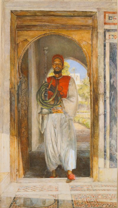 パイプベアラー、1859（ペン、インク、ウォッシュ、クレヨン） 作： John Frederick Lewis