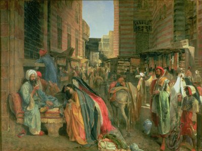 カイロのストリートとモスク、カイロ（パネル） 作： John Frederick Lewis