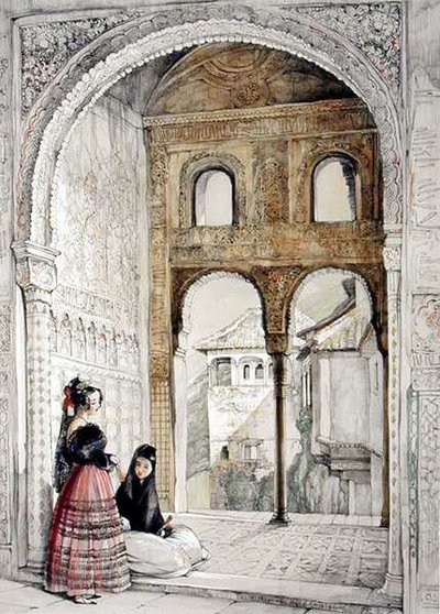 大使館の窓、アルハンブラのスケッチと絵、1835年 作： John Frederick Lewis