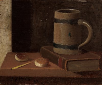 マグ、本、ビスケット、マッチ、1893 年。 作： John Frederick Peto