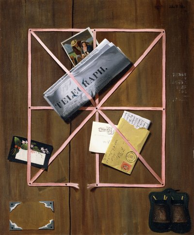 電信、レター、ポストカード付きのラック写真、1880 作： John Frederick Peto