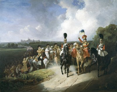 ウィンザーを去るライフガードの第2連隊のバンド、1830年 作： John Frederick Tayler