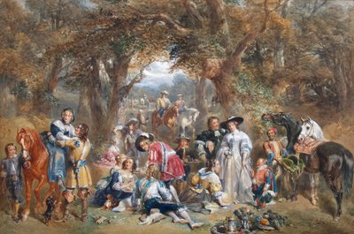 チャールズ2世の時代のカントリーパーティー、1852年 作： John Frederick Tayler