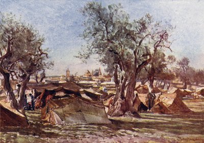 エルサレムの北壁の外のベドウィンの野営地 作： John Fulleylove