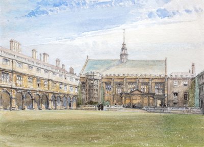 ケンブリッジ、トリニティ・カレッジのホール、1889年（水彩画） 作： John Fulleylove
