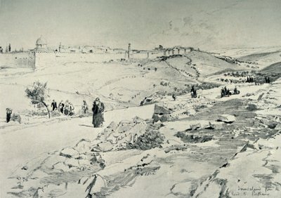 エルサレム、ベサニーからの道、1902年。 作： John Fulleylove
