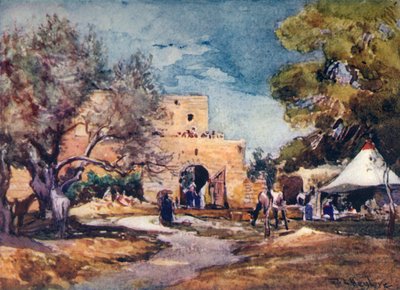 エルサレムの北壁の外にある中世の建物、1902年。 作： John Fulleylove