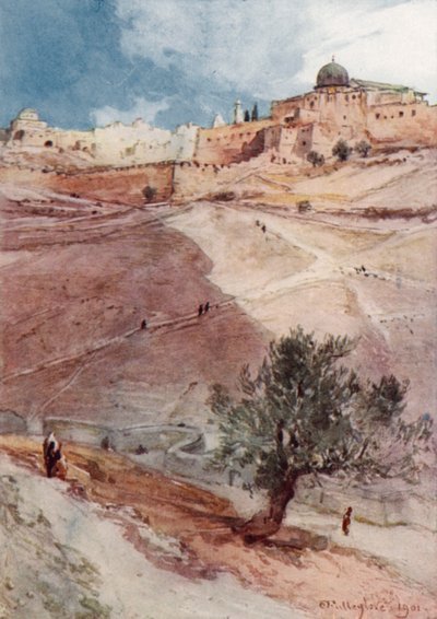 エルサレムの南壁、シロアムの村の北端から 作： John Fulleylove