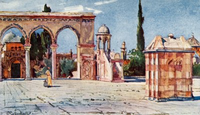 ドームオブザロックのサウスポーチの夏の説教壇、1902年。 作： John Fulleylove
