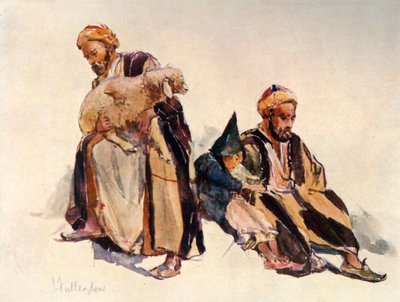 シリアの羊飼いと羊飼いの少年、1902年。 作： John Fulleylove