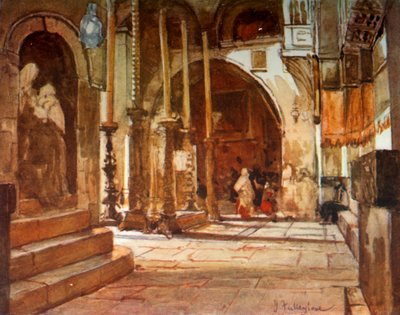 十字軍教会の外来の1902年の油注ぎ石。 作： John Fulleylove