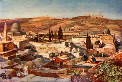 ザイオン山からの神殿周辺とオリーブ山、1902年。 作： John Fulleylove