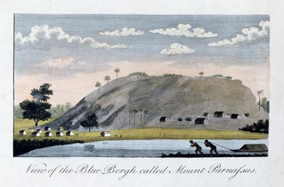 1813年にパルナッソス山と呼ばれるブルーバーグのビュー 作： John Gabriel Stedman