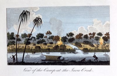 ジャワクリークのキャンプの眺め、1813 作： John Gabriel Stedman