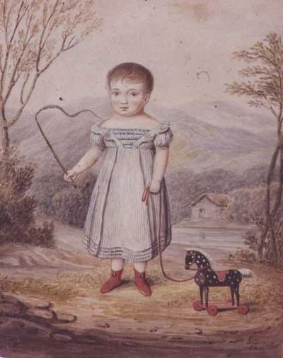 おもちゃの馬を持つ少女 作： John Gadsby Chapman