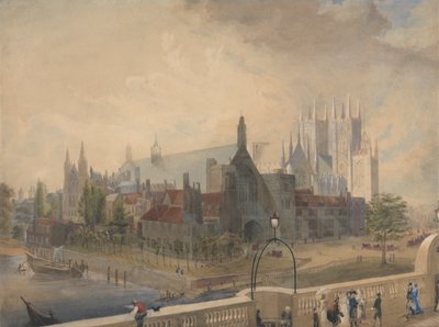 Näkymä Westminster Halliin ja Abbeyyn sillalta 作： John Gendall