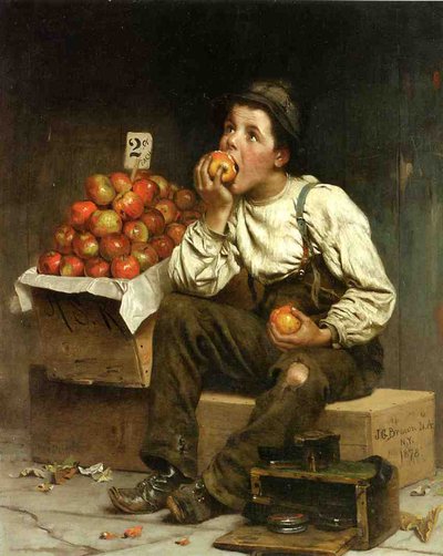 りんごを食べる少年、1878 作： John George Brown